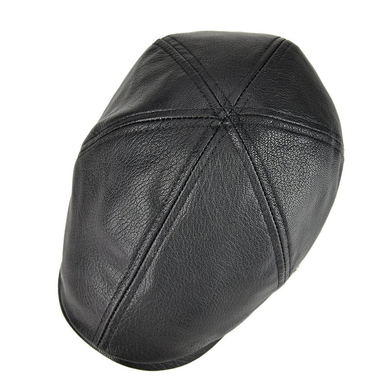 VOBOOM Leather Ivy Newsboy Caps 6 Panel Cabbie Beret Hat (7 1/2, Black) - Image 5